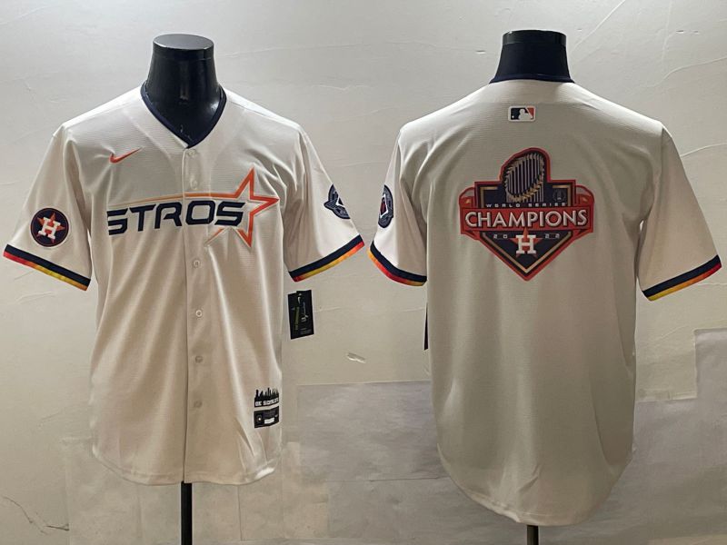Men Houston Astros Blank Cream Three generations Joint Name 2025 Nike MLB Jersey style 18